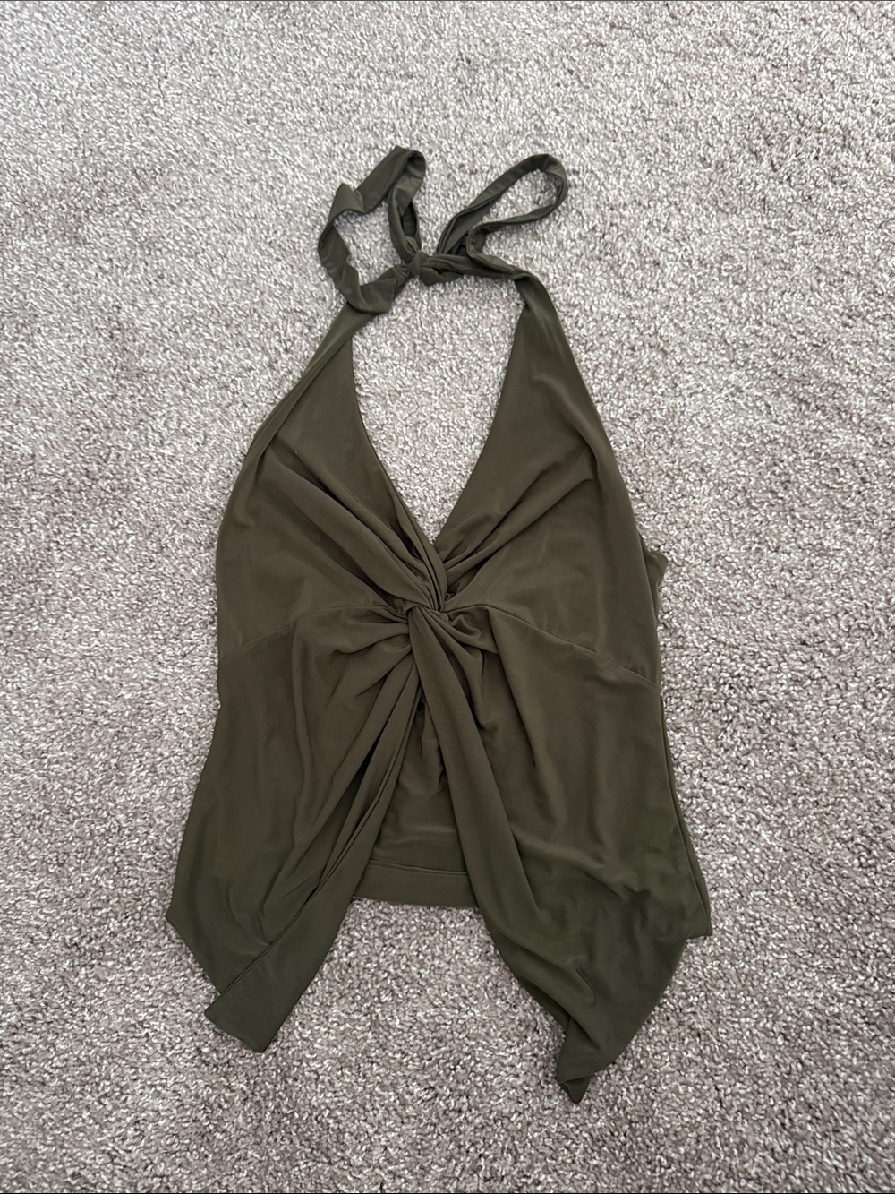 Windsor Olive Green Halter Twist-Front Women's top
